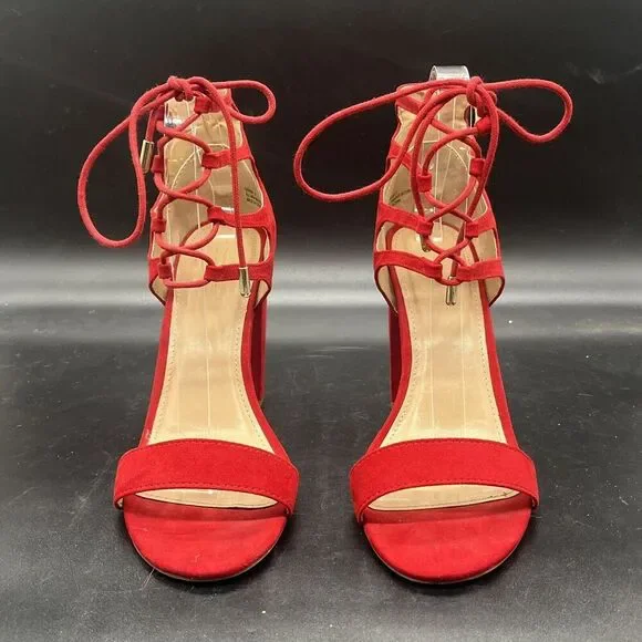 Charlotte Russe red Sienna womens strappy heel size 9 party formal cocktail - Picture 3 of 8